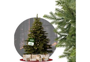 frontoffice Künstlicher Weihnachtsbaum »Nordmanntanne mit Beleuchtung - Naturgetreu - 150/180/210 cm - Hohe Qualität durch Spritzgussnadeln«, Christbaum mit Metallständer und wünderschöner LED