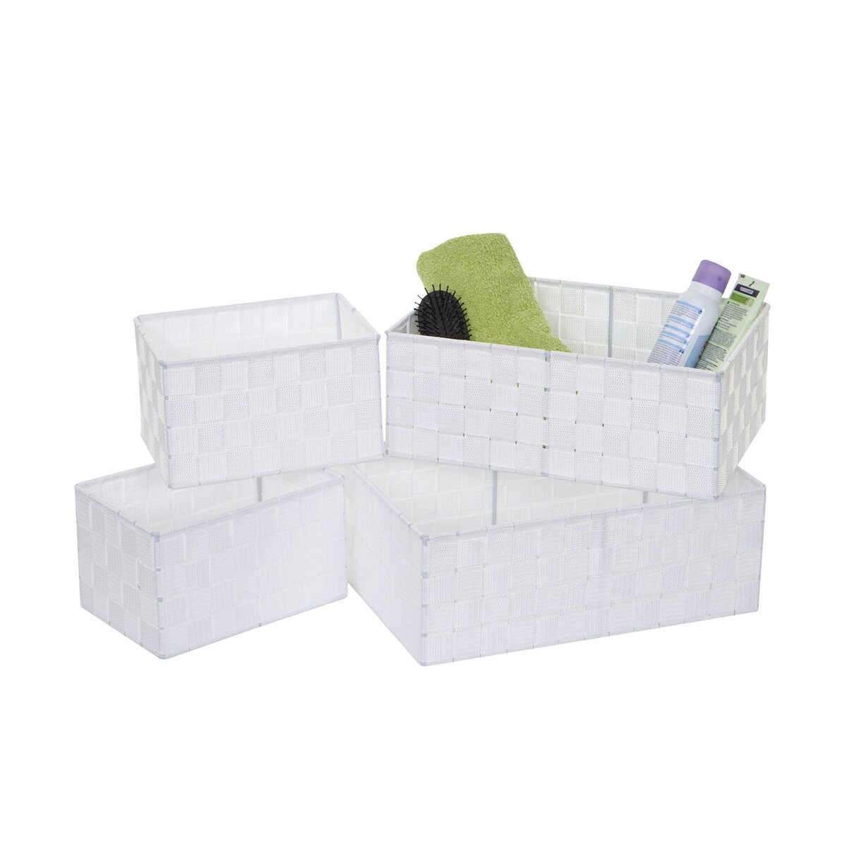 Bild 1 von 4er Set Aufbewahrungskorb MCW-C37, Dekokorb Korb Körbchen Aufbewahrung Regalkorb Deko ~ weiß