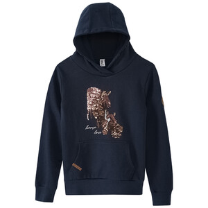 Mädchen Hoodie mit Pferde-Motiv DUNKELBLAU