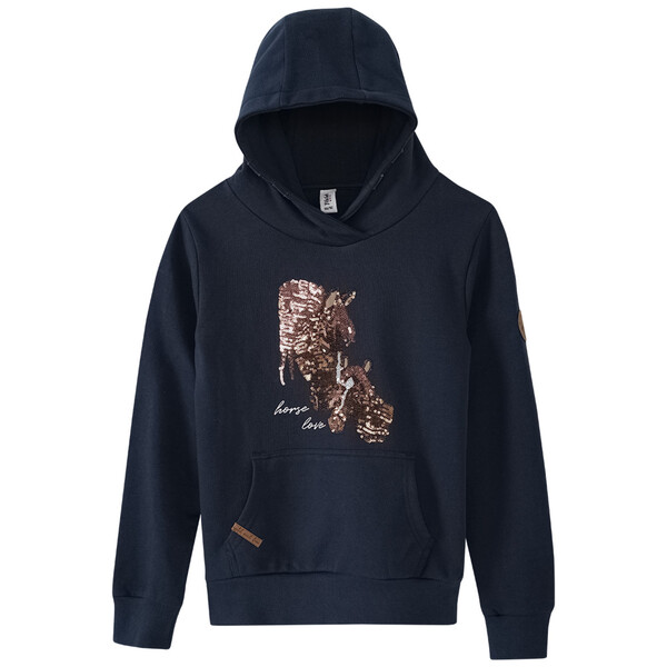 Bild 1 von Mädchen Hoodie mit Pferde-Motiv DUNKELBLAU