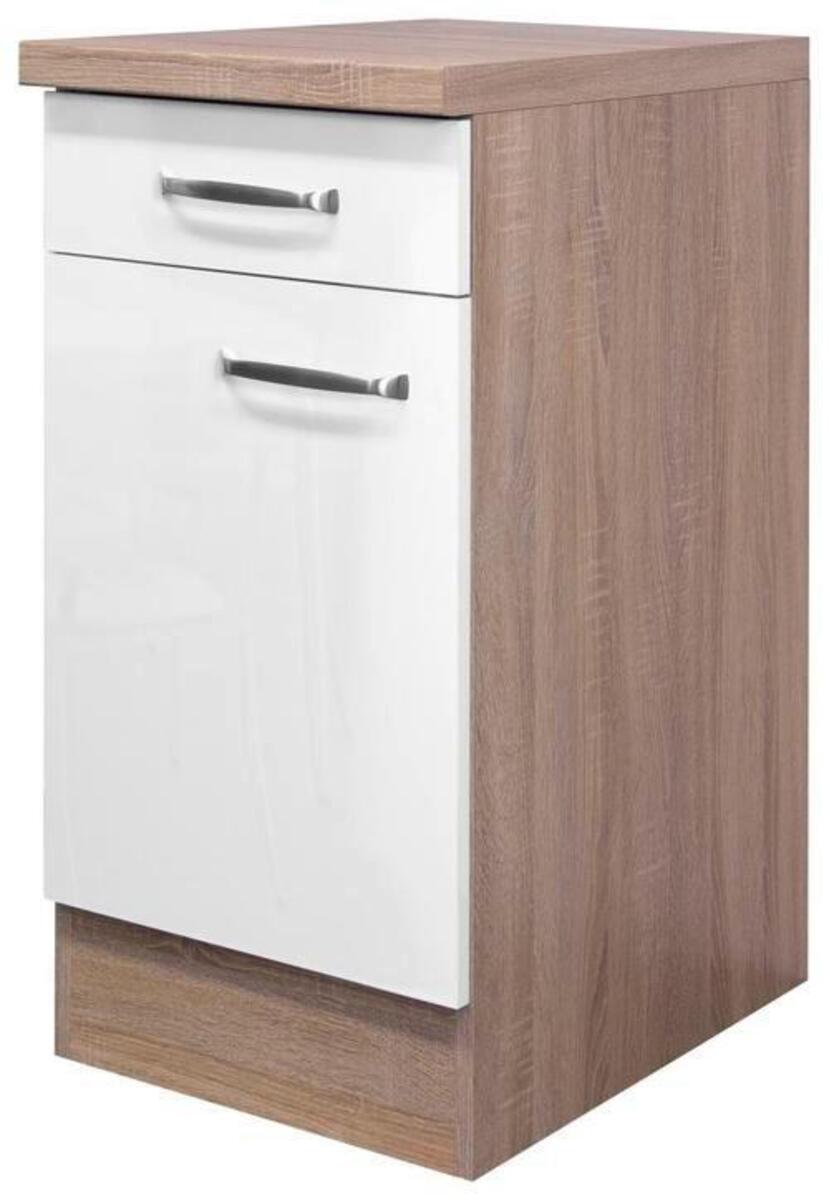 Bild 1 von Küchenunterschrank Weiß Hochglanz/Eiche, Sonoma Eiche, Weiß Hochglanz