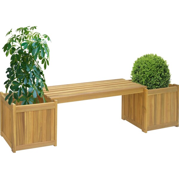 Bild 2 von Gartenbank Fairbanks 2-Sitzer Akazie 182 cm x 44,5 cm x 40,5 cm mit Pflanzkästen