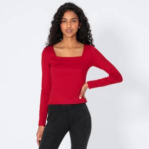 Damen-Langarmshirt mit Karree-Ausschnitt, Red