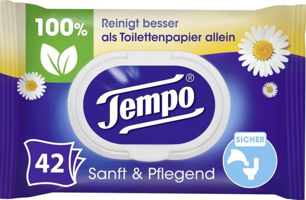 Bild 1 von Tempo Feuchte Toilettentücher sanft & pflegend Kamille