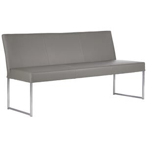 Musterring Sitzbank, Hellgrau, Edelstahl, Leder, Metall, Echtleder, Color-Finish-Leder, 3-Sitzer, 180x86x47 cm, Stoffauswahl, Lederauswahl, Esszimmer, Bänke, Sitzbänke