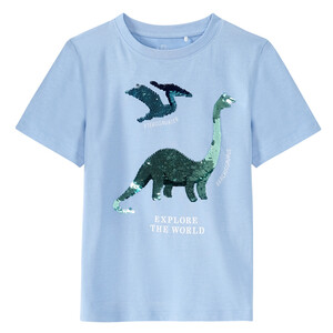 Jungen T-Shirt mit Wendepailletten HELLBLAU