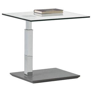 Couchtisch, Metall, Glas, Holzwerkstoff, rechteckig, Flachrohr, Säule, 47x47-63x55 cm, höhenverstellbar, Wohnzimmer, Wohnzimmertische, Couchtische, Glas-Couchtische