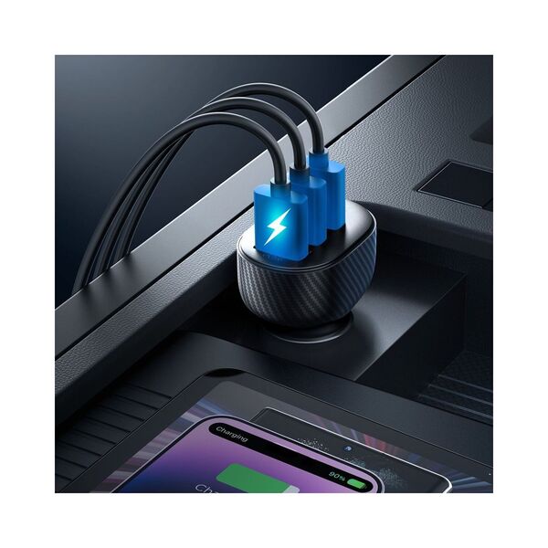 Bild 4 von 3,4A Autoladegerät mit 3x USB-A Display - Schwarz