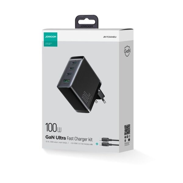 Bild 4 von JR-TCG04EU 100W GaN-Ladegerät 3x USB-C USB-A + USB-C / USB-C-Kabel 100W - Schwarz