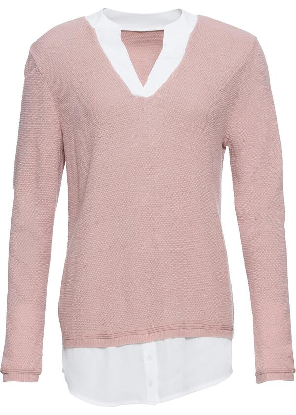 Bild 1 von Pullover mit Bluseneinsatz, 32/34, Rosa