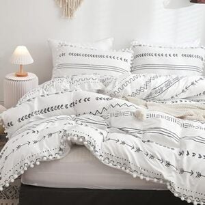 Freyamy Mädchen Bettwäsche Set Blumen Bettwäsche mit Pompons Gebürstet Microfaser Weiche Bettwaren-Sets Bequem Romantisch Bettbezug mit Reißverschluss und Kissenbezug 80x80cm