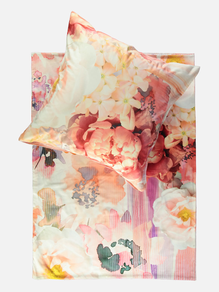 Bild 4 von Satinbettwäsche im Blumendessin 135x200cm Rot