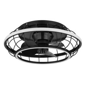 GLOBO LED Deckenlampe Leonhard mit Ventilator Schwarz /Opalweiß 50x50cm H18cm