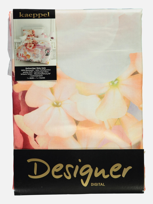 Bild 2 von Satinbettwäsche im Blumendessin 155x220cm Rot