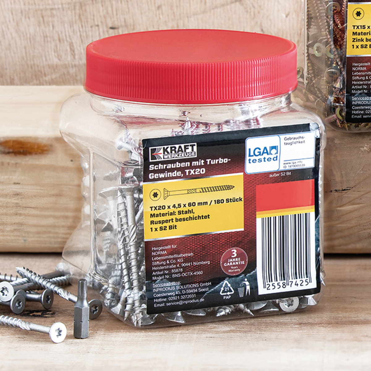 Bild 3 von Terrassenschrauben mit Turbogewinde, TX20 M4,5 x 60 mm + 1 Bit