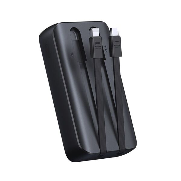 Bild 1 von Powerbank 30W 10000mAh mit integrierten iPhone und USB-C-Kabeln Schwarz