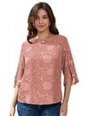 Bild 1 von GRACE KARIN Damen Elegant Bluse 3/4 Ärmel Chiffon Oberteile Rundhals Shirt Casual Tops CLAF15