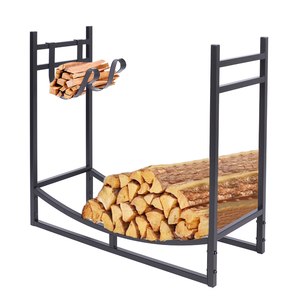 Never Outdoor Kaminholzregal Holzständer Holzablage mit zusätzlicher Ablage schwarz