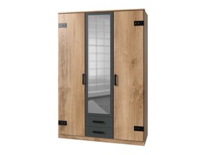 Kleiderschrank 135 cm Plankeneiche - graphit - LIVERPOOL