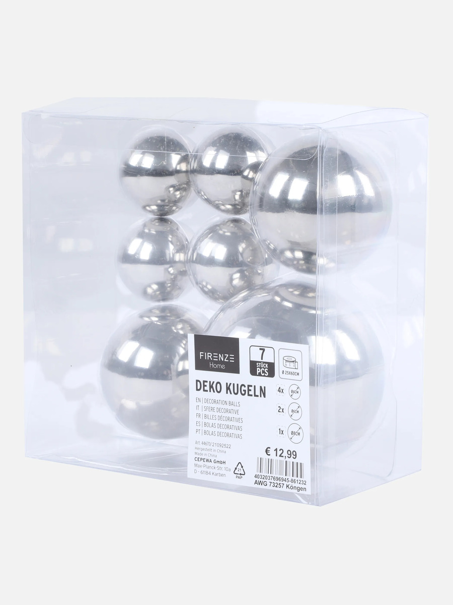 Bild 1 von Deko Kugeln im 7er Set 4cm,6cm,8cm Grau