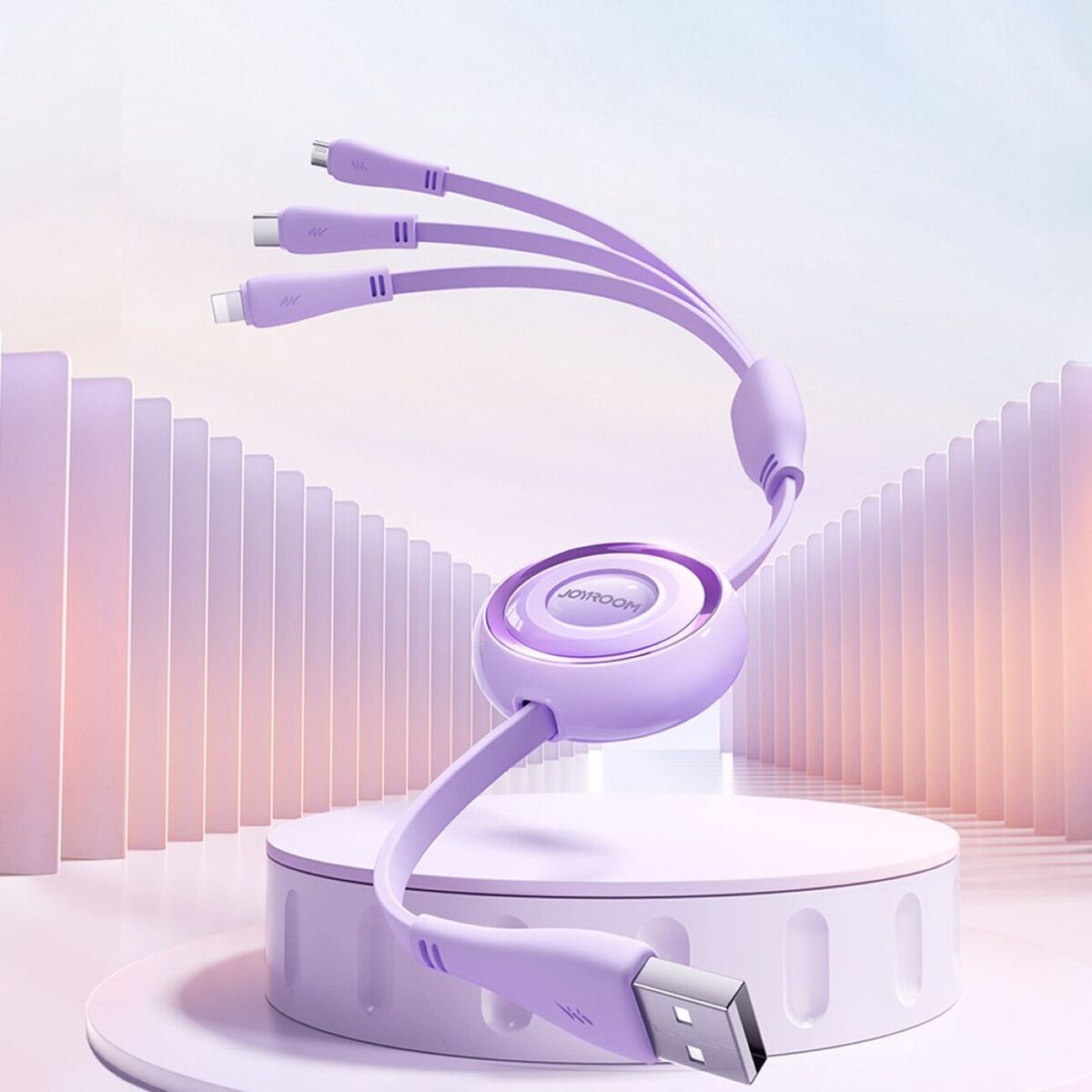 Bild 4 von Colourful Series 3in1 ausziehbares Kabel USB-A auf USB-C / iPhone / microUSB 1 m