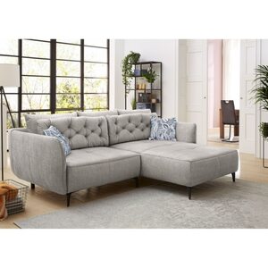 Ecksofa Salo Stoffbezug Hellgrau 251x92x186 cm