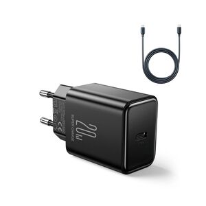 USB-C PD 20W Wandladegerät + USB-C-Kabel – Schwarz