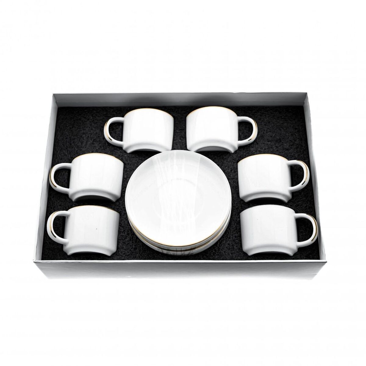 Bild 2 von Mokka-Tassen-Set - 12 Teiliges Set weiß - Espressotasse 100 ml Glatt