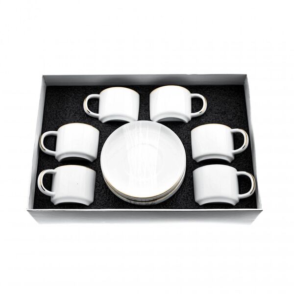 Bild 2 von Mokka-Tassen-Set - 12 Teiliges Set weiß - Espressotasse 100 ml Glatt