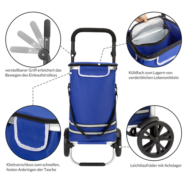 Bild 3 von monzana® Einkaufstrolley Blau Alu 56L 31x24x54cm