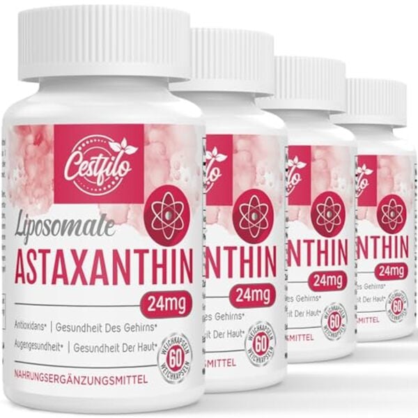 Bild 1 von Cestfilo Liposomales Astaxanthin Ergänzungsmittel 24 mg, Maximale Absorption, Glutenfrei, Gentechnikfrei