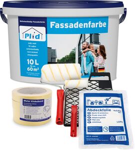 Fassadenfarbe Aussenfarbe Fassadenwetterschutz Anstreichset Weiß