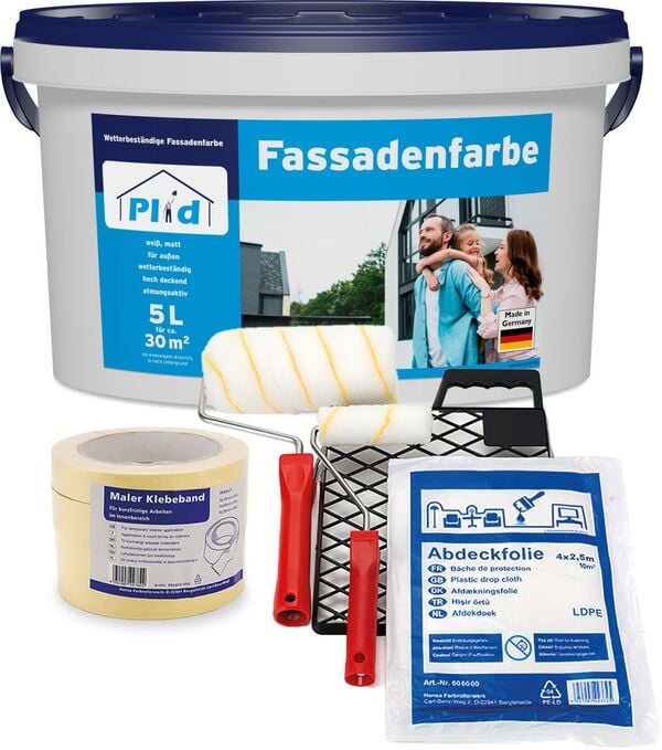 Bild 1 von Fassadenfarbe Aussenfarbe Fassadenwetterschutz Anstreichset Weiß