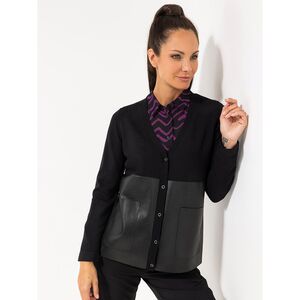 STEFFEN SCHRAUT Cardigan, 1/1-Arm Lederimitat Druckknöpfe leger weit