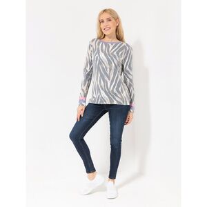 DINE 'N' DANCE Pullover, 1/1-Arm Rundhalsausschnitt Allover-Druck figurumspielend