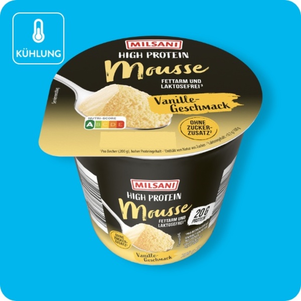 Bild 1 von MILSANI High-Protein-Mousse, Vanille oder Schokolade (Kakao Rainforest Alliance zertifiziert)