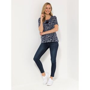 DENIM & CO. Shirt, 1/2-Arm Rundhalsausschnitt Allover-Druck Oeko-Tex®