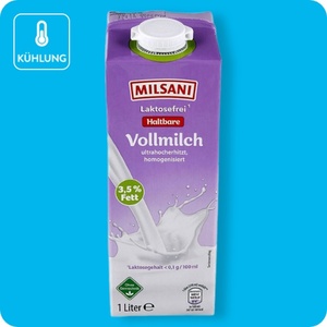 MILSANI Laktosefreie H-Milch, Vollmilch