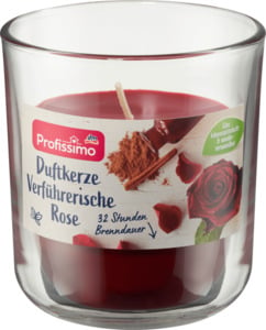 Profissimo Duftkerze im Glas verführerische Rose