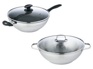 LIVARNO home Edelstahl-Wok \ Edelstahl-Wokpfanne, Ø 32 cm