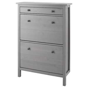 HEMNES Schuhschrank, 2fach, grau lasiert 89x30x127 cm