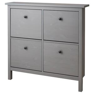 HEMNES Schuhschrank 4 Fächer, grau lasiert 107x22x101 cm