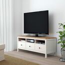 Bild 2 von HEMNES TV-Bank, weiß gebeizt/hellbraun 148x47x57 cm