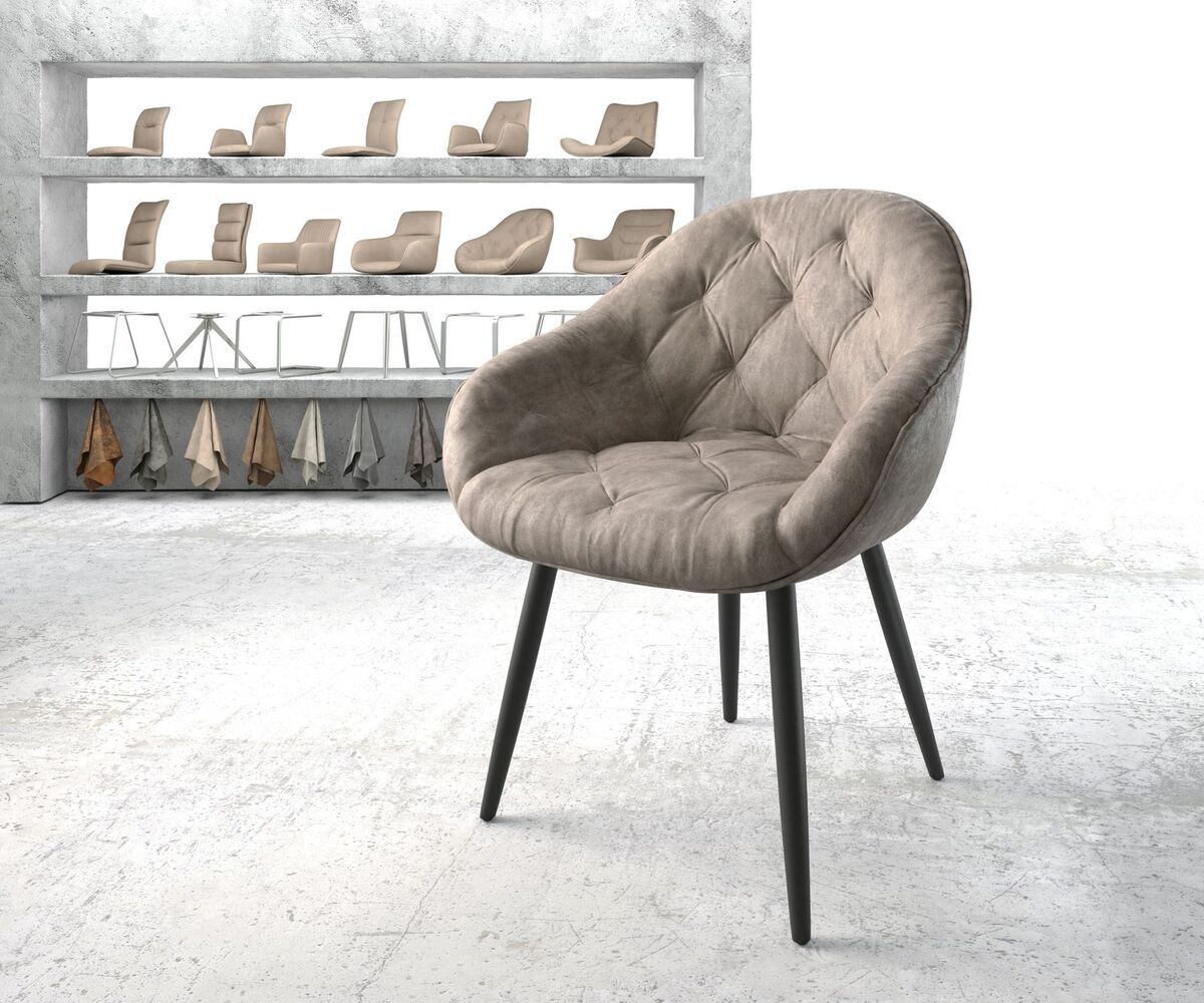 Bild 1 von Armlehnstuhl Gaio-Flex Taupe Vintage 4-Fuß konisch Schwarz