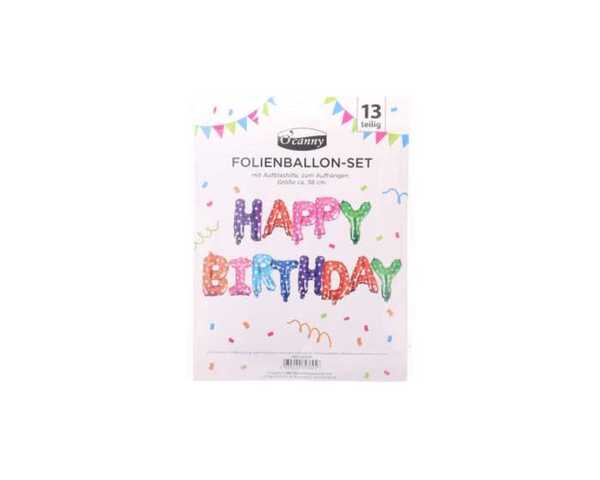 Bild 1 von O'Canny Folienballon-Set Happy Birthday 45 cm 13teilig