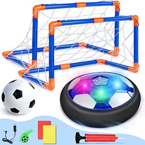 lenbest Air Hover Fußball Spielzeug Set – Hover Fußball | 2 Kinder Fußballtore | aufblasbarer Fußball | Rote Gelbe Karte | Whistle – Indoor Outdoor Fußball Spielzeug – Geschenke für Junge