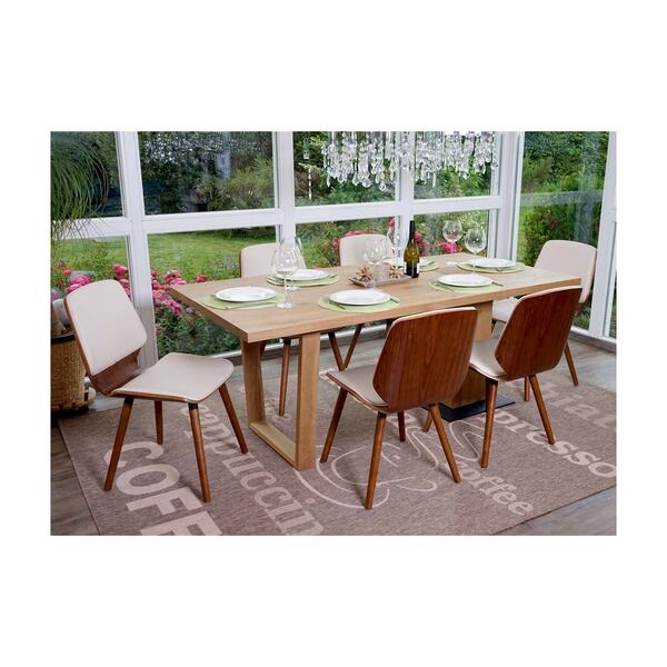 Bild 1 von 6er-Set Esszimmerstuhl MCW-B16, Holz Bugholz Retro-Design Walnussoptik, MVG-zertifiziert ~ Kunstleder creme