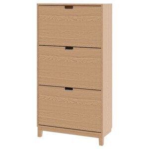 STÄLL Schuhschrank 3 Fächer, Eichenfurnier 79x29x148 cm