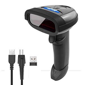 NETUM 1D Wireless Barcode Scanner, USB Laser Barcodescanner 100m Reichweite Wireless Handscanner mit 2000 mAh Akku Kabellos Handscanner Handheld Lesegerät, Plug and Play NT-1698W