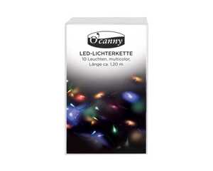 O'Canny Multicolor LED-Lichterkette, 10 LEDs, ca. 1,20 m